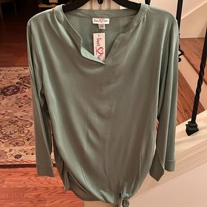 Times Two Jade Long Sleeve Solid Side Tie Maternity Top/ NWT/Large